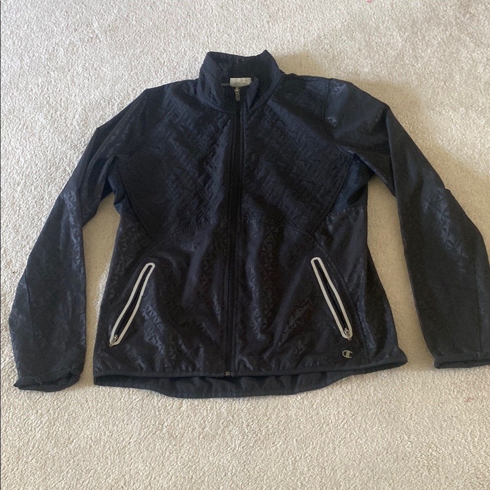 Champion Black Quilted Jacket with White Trim